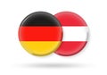 Austria and Germany circle flags. 3d icon. Round German and Austrian national symbols. Vector illustration